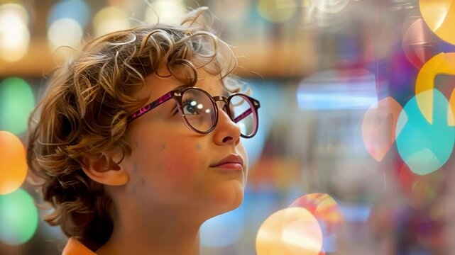 Hazy chaos of kids and science projects representing the excitement and exploration that is the heart of the science fair.