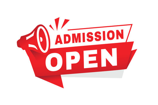 Admission open banner, sign announcement vector illustration design with megaphone. web element or template.