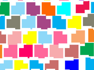 Abstract colorful checkered pattern seamless and confetti, on white background. Bright colorful retro checkered pattern background. Pixel pattern game background.