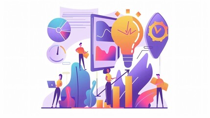 Abstract Business Strategy Concept in Vibrant Vector Illustration