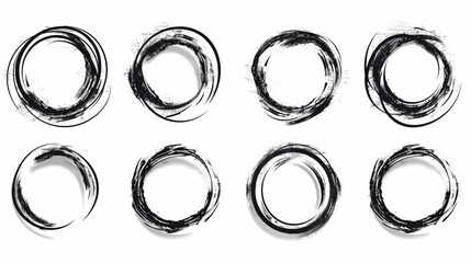 Hand-Drawn Doodle Sketched Circles and Scribble Rings Isolated on White Background