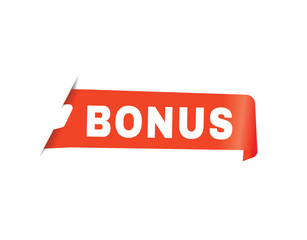 Bonus label modern design element or banner. Red vector isolated white background.