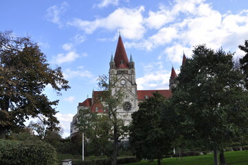 view of the St. Francis of Assisi Church in Vienna, Austria