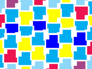 Abstract colorful checkered pattern seamless and confetti, on white background. Bright colorful retro checkered pattern background. Pixel pattern game background.