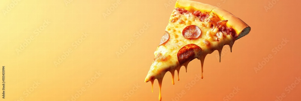 Aufkleber stylized pizza slice with cheese drips on minimalist background for creative food design mock up. ge