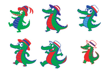 Cute crocodile cartoon with wearing hat 2