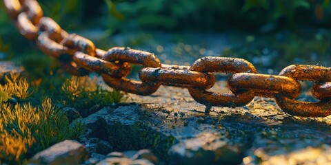 Chain link is shown in a muddy area
