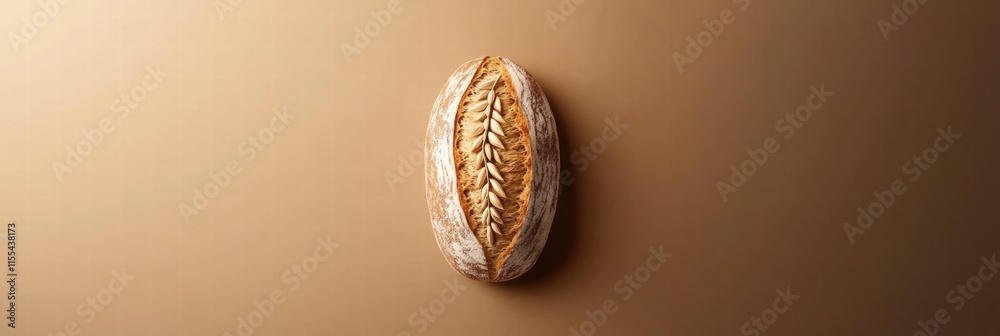 Aufkleber minimalist design of a classic bread loaf resting on a smooth surface suitable for text placement. g