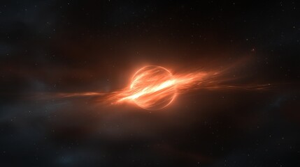 Obraz premium A bright orange planet is surrounded by a glowing, swirling cloud of gas