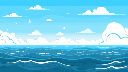 Blue Sky Over Sea Background Vector Illustration for Adobe Stock Photos