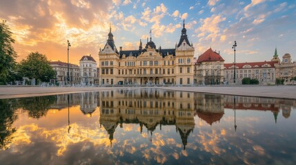 Fototapeta premium Majestic European Architecture at Sunrise