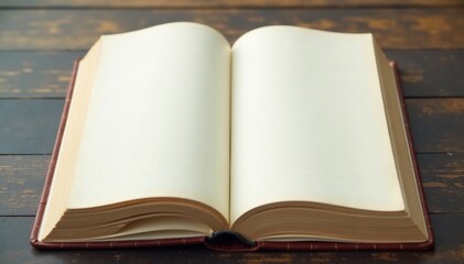 An open journal with a clean and unlined blank page inside, understatement, simplicity, purity