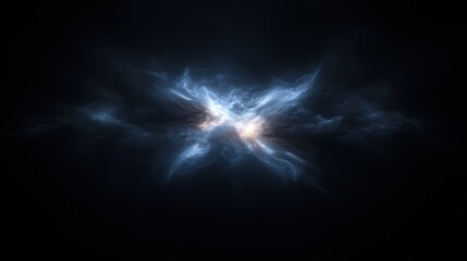 Obraz premium A dark blue space with a bright blue cloud in the middle