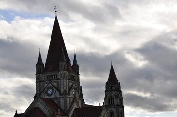Obraz premium view of the St. Francis of Assisi Church in Vienna, Austria