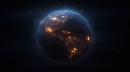 Fototapeta premium A planet with a bright orange glow surrounding it