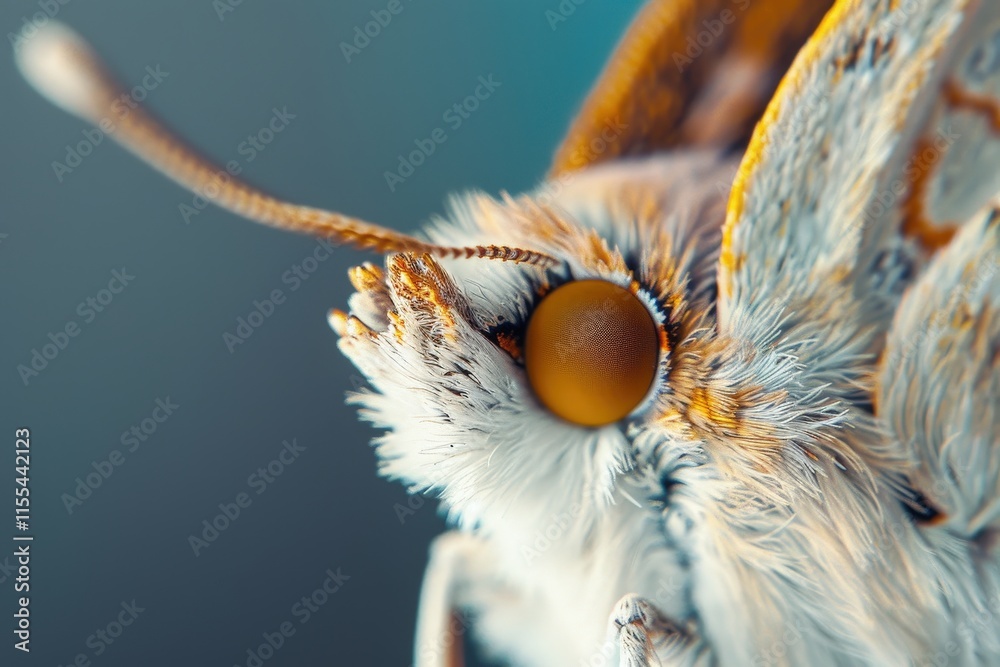 Poster Close-up view of a moth's eye showcasing intricate details, with a focus on textures and features in natural lighting