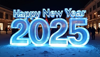 Happy New Year 2025! Ice Sculpture Celebration