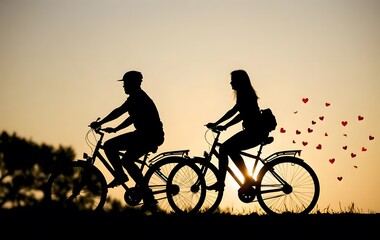 Obraz premium silhouette for valentines Cycling with Love