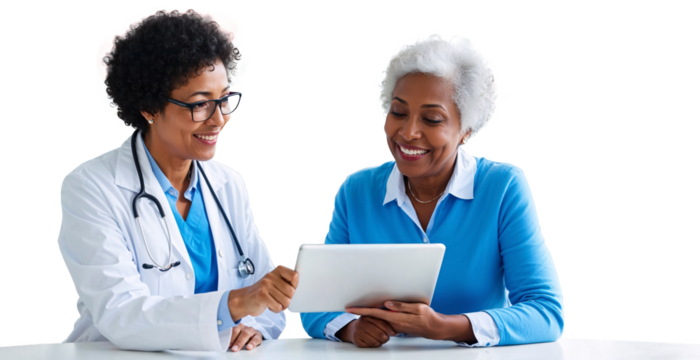 Doctor Discussing Test Results with Elderly Patient Using Digital Tablet
Asian Grandma Receiving Care at Home, with Life Insurance and Healthcare Support for Long Life Isolated transparency PNG format