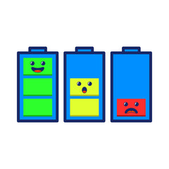 illustration cute cartoon of low and full battery