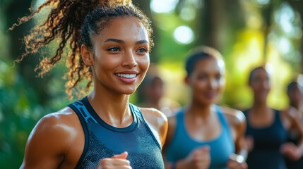 Diverse Group Exercising in Outdoor Fitness Boot Camp for Health and Wellness