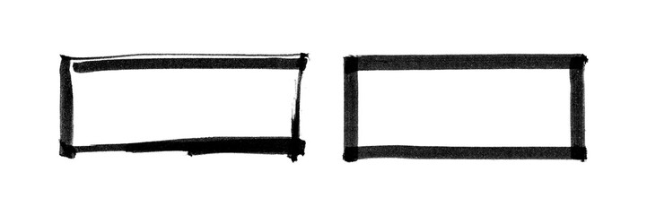 Small Rectangle Frame Set | Black Marker PNG Isolated hand drawn doodle Elements on transparent background 