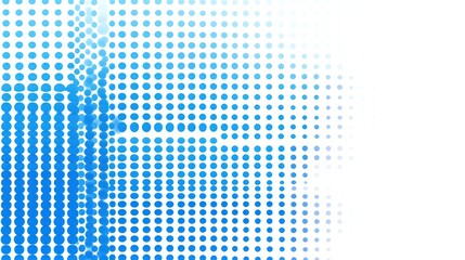 Fototapeta premium Abstract background with halftone dots in shades of blue fading to white.