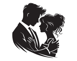 A loving Wedding Couple silhouette vector