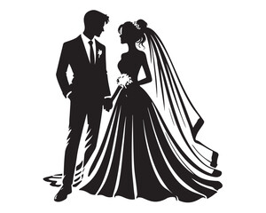 Fototapeta premium A loving Wedding Couple silhouette vector