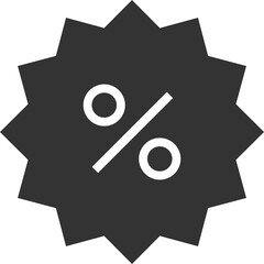 Black Starburst Percentage Icon with White Symbol