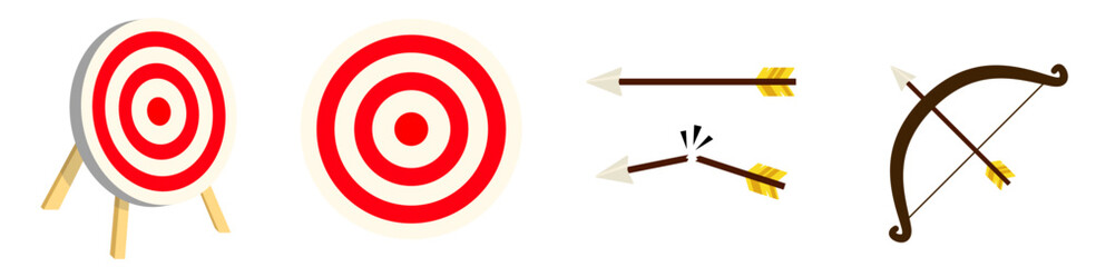 arrow bow and target icon bundle
