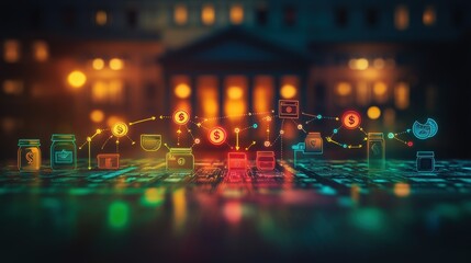 Obraz premium Colorful 3D financial flowchart illustrating money management concepts