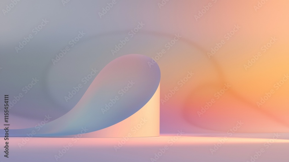 Poster a curved white object is on a light colored background