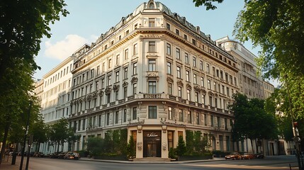 Obraz premium Elegant architectural landmark in city center urban environment daylight view historic design concept