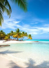 Beach Wallpaper of Tropical beach with crystal clear water and palm trees wallpaper beach wallpaper summer wallpaper beach background tropical nature