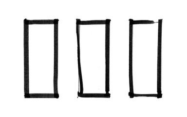 Vertical Rectangle Frame Set | Black Marker PNG Isolated hand drawn doodle Elements on transparent background