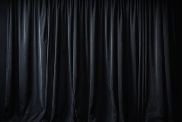 Black curtains with a matte texture and spotlight focusing on the center