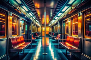 Fototapeta premium Empty Subway Car Silhouette Photography: Dark, Moody, Urban Interior