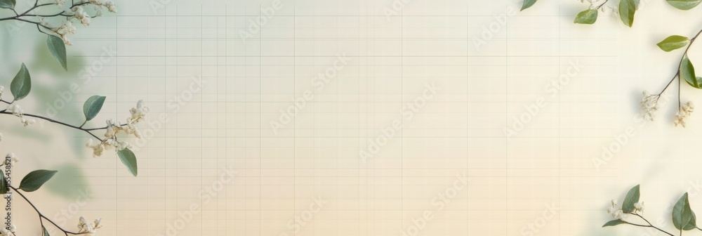 Poster Planner layout with subtle grid lines featuring greenery for a minimalist design approach and ample copy space. Generative AI