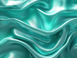 Obraz premium Emerald green teal aqua silk fabric background. Smooth drape folds. Glitter shimmer texture. Perfect for luxurious designs with a touch of elegance.
