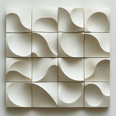 Abstract white sculptural wall art with flowing, curved shapes.