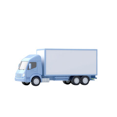 Cartoon style blue delivery truck with a large blank cargo area.