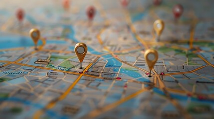 Placement on a map indicated by points