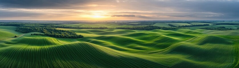 Fototapeta premium Discover the beauty of organic crop rotation systems enhancing farm sustainability, vibrant patterns of green and gold reflecting strategic farming This image showcases the harmonious dance between