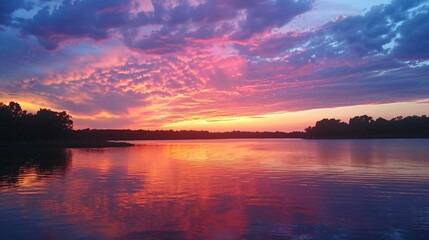 Fototapeta premium A Beautiful Sunset over the Sea with Amazing Clouds