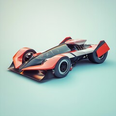 Futuristic red racecar design concept.