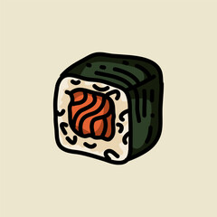 Hand Draw Sushi Set For Japanese Cuisine Restaurant