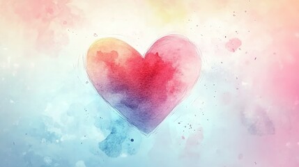 Obraz premium Watercolor heart on a pastel background