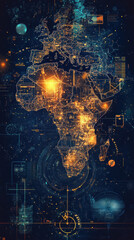 Obraz premium Vibrant African map glowing with innovation and tradition: Black History Month