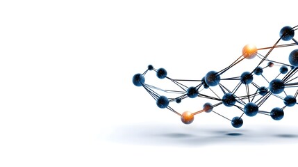 Abstract molecular network with glowing nodes on a white background